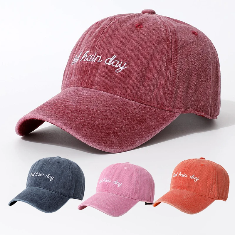 Washed Old Letter Embroidered Men's Baseball Hat Outdoor Sports Women's Sunscreen Sun Cap