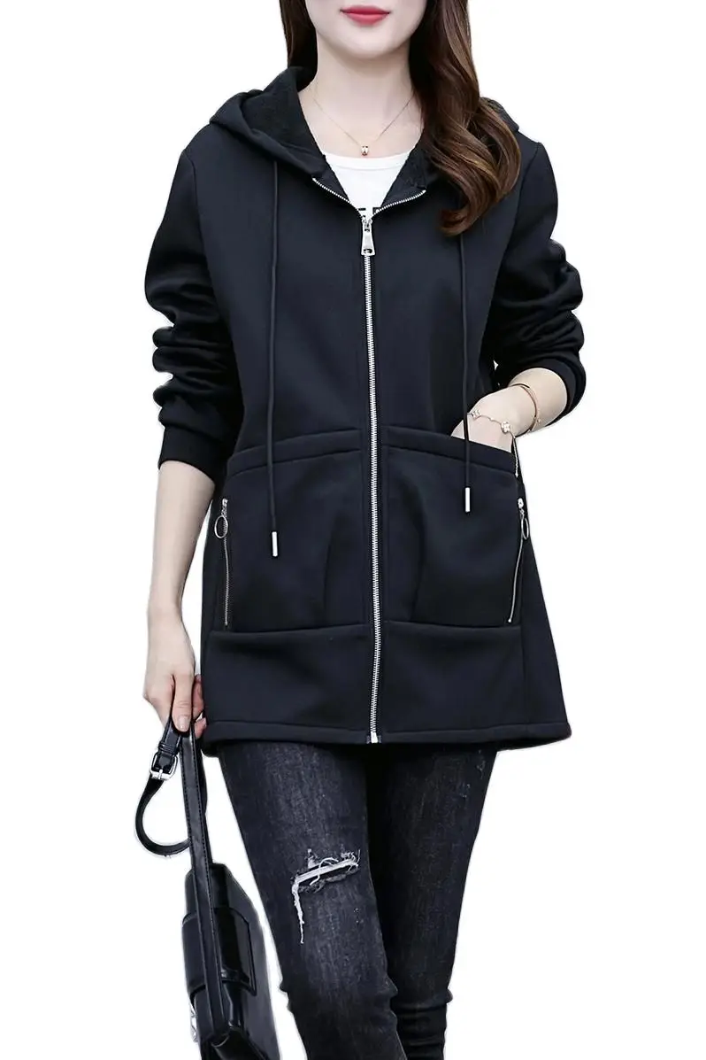 

2022 Plush Thick Sweatshirt Women's Long-sleeved Hooded Autumn/Winter New Loose Korean Version Fashionable Foreign Free Shipping