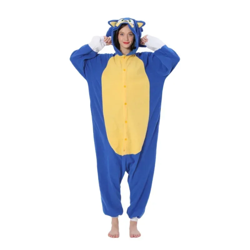 Фото ❤ ❤   Комбинезон Sonic Onesie для пар, пижама с героями мультфильмов, с длинными рукавами, домашняя одежда Smile, осень, зима, новинка ❤ №2