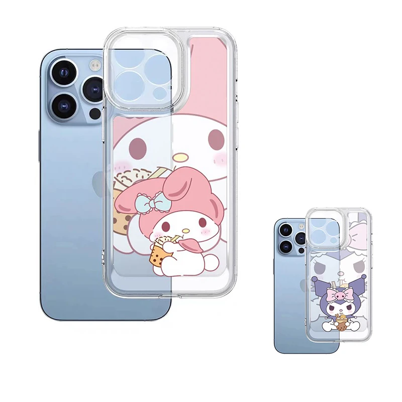 

Sanrios Melody Kuromi Phone Cases for Iphone 11 12 13 14 Pro Max Phone Shell Cute Cartoon Animal Silicone Protective Back Cover