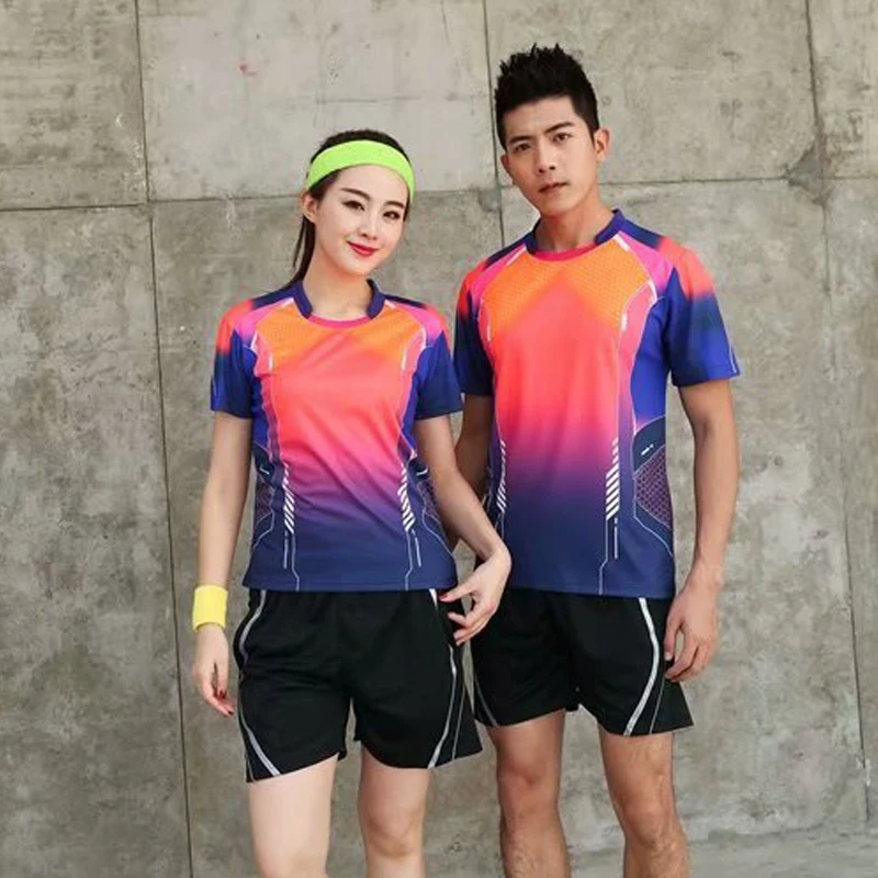 

New Quick Drying Table Tennis Suit Men Shirt T-shirt Printing Badminton Uniforms Boys Suits Lapel T-shirt Set -40