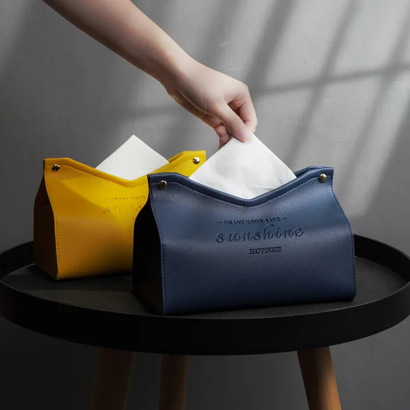 

PU Tissue Box V-mouth Light Luxury Tissue Box Creative Multi-purpose PVC Leather Tissue Box Hotel Wholesale