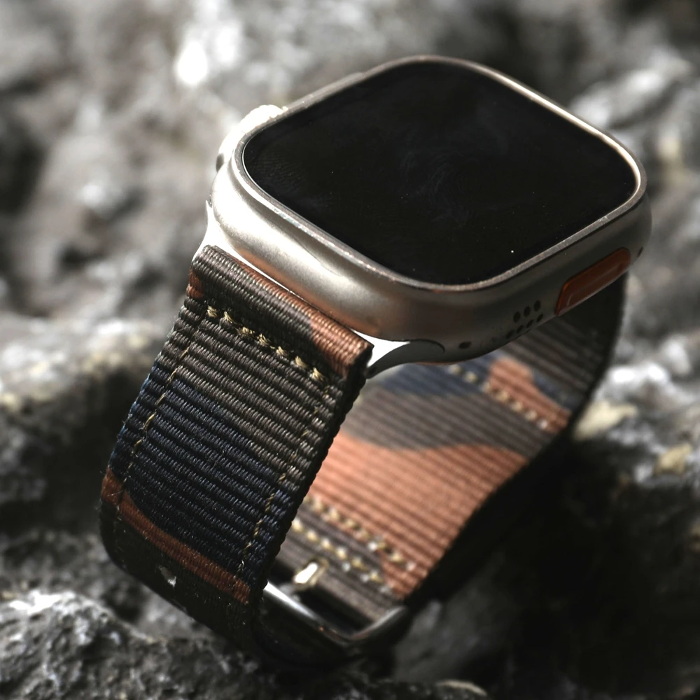Двухслойный нейлоновый ремешок для iwatch Apple watch 49 мм 45 44 42 41 40 Камуфляжный