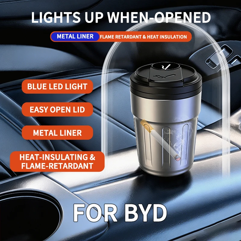 Фото Автомобильная пепельница с LED-подсветкой, бездымный подстаканник для BYD F3, E6, Yuan Plus, Atto, F0, G3, I3, Ea1, Song Max, Tang Dmi, F3, аксессуары №5