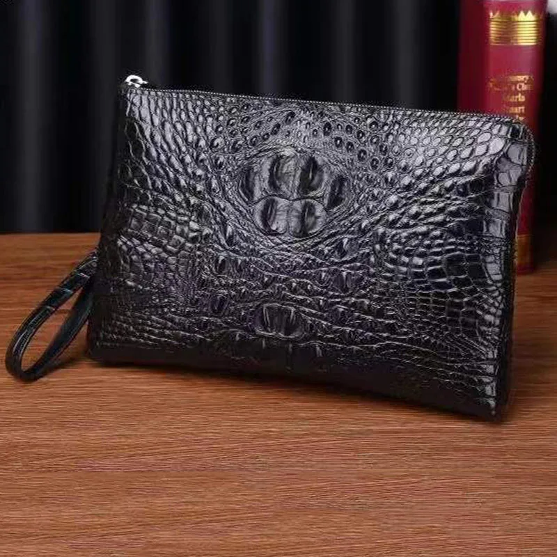 2022 New Crocodile pattern men's briefcase bag High-quality real cowhide envelope clutch bag Large capacity men's bag
