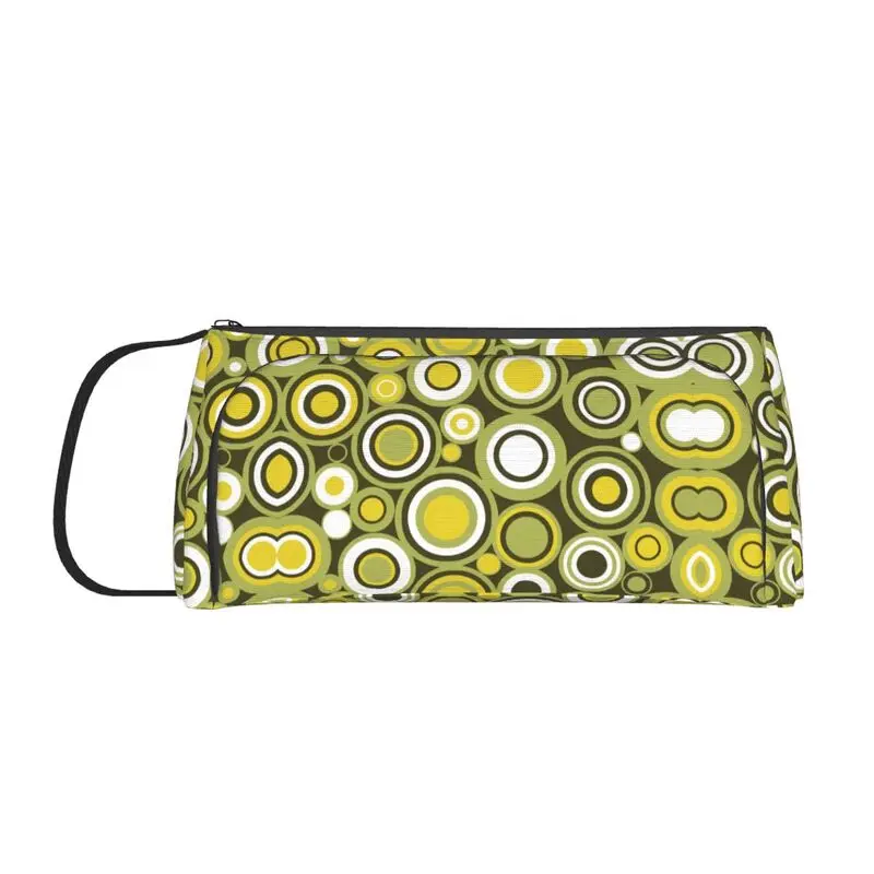 

Green Yellow And White Circle Pencil Bag for Boys Gilrs Custom Geometric Colorful Large Capacity Pencil Pouch School Accessories