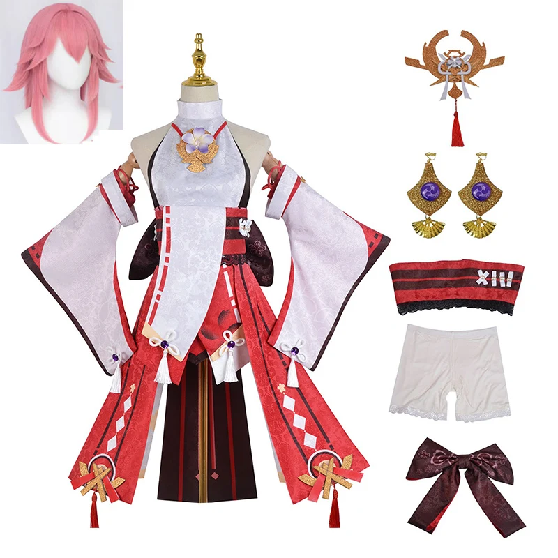 

Genshin Impact Yae Miko Cosplay Costume Guuji Yae Fancy Outfits Guuji Full Set Guuji Yae Dress Wig Headwear Ears Game Suit