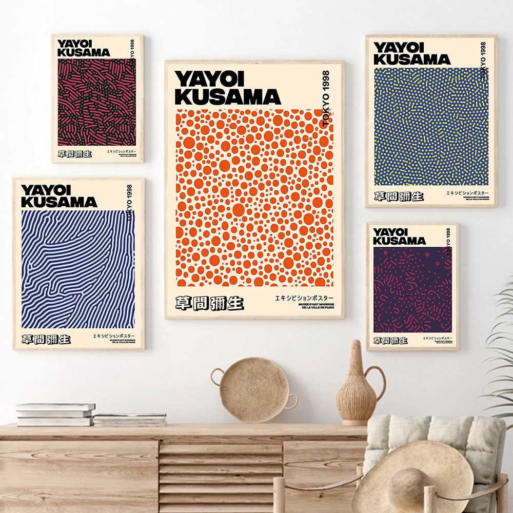 

Retro Yayoi Kusama Dots Line Abstract Tokyo Poster Prints Modern Wall Art Japan Canvas Painting Wall Picture Living Room Decor