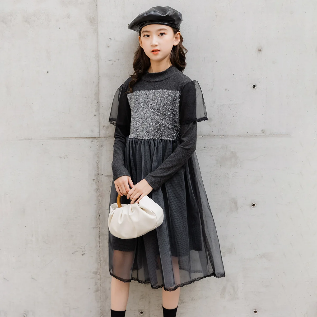 

Платья принцессы для девочек, платья в стиле пэчворк для подростков, детская кружевная сетчатая праздничная одежда, новинка 2022, Осенняя дет...