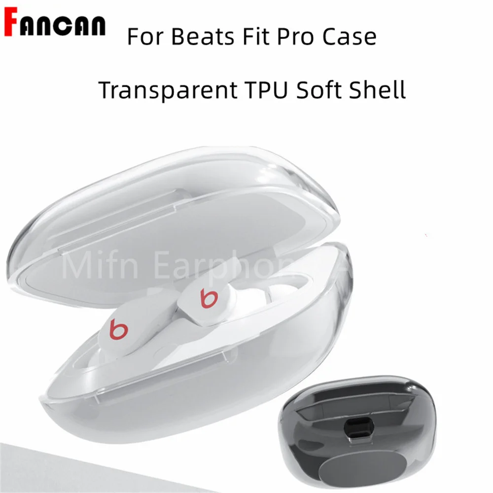 

Блестящий прозрачный защитный чехол для телефона Beats Fit Pro, защитный противоударный чехол, прозрачный чехол для iPhone (2021)