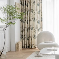 nordic style curtain living room bedroom cotton linen shading curtain custom modern simple curtain cloth printing new style