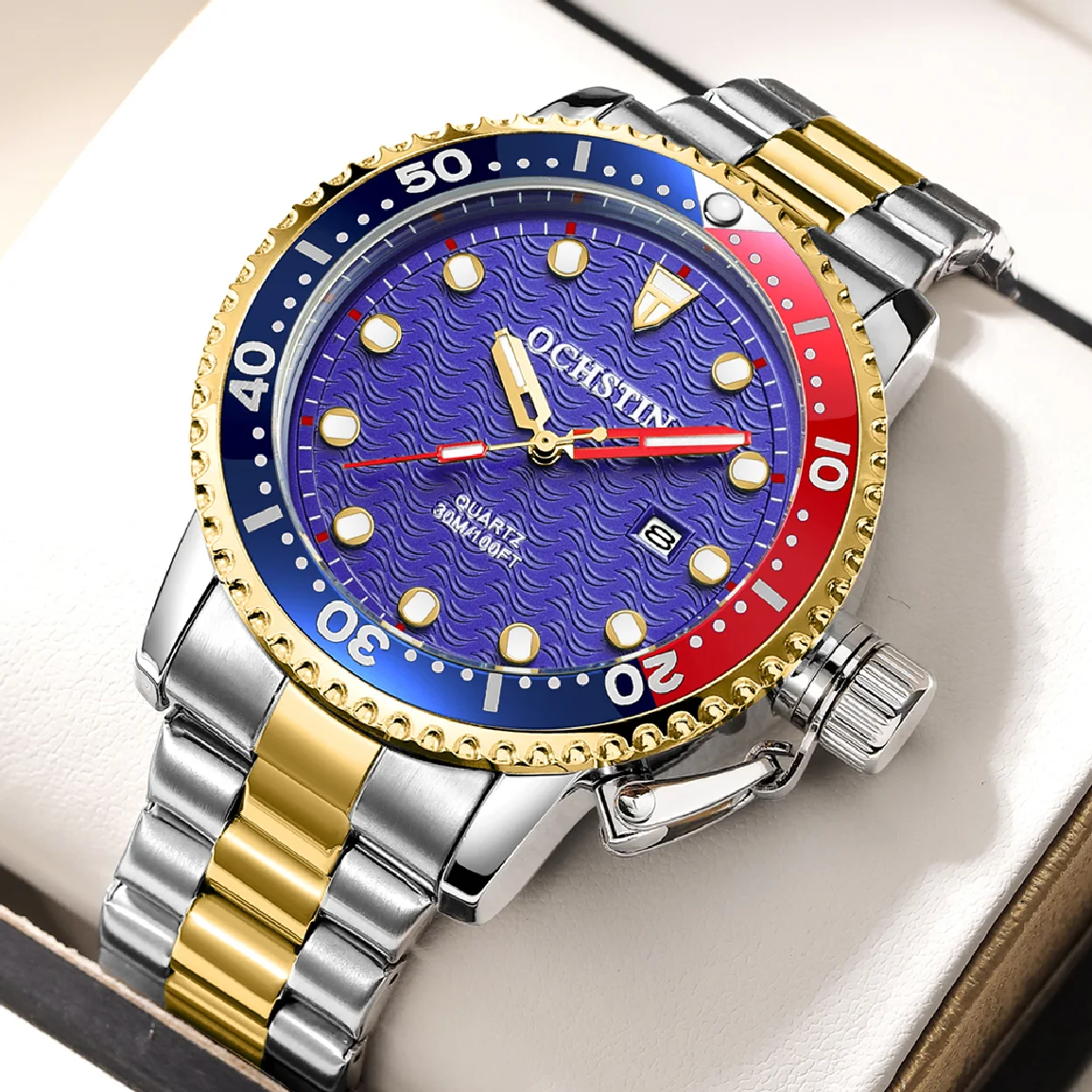 

2022 OCHSTIN New Waterproof Watch Men Top Brand Luxury Stainless Steel Men Watch Fashion Casual Sport Men Quartz Date Wristwatch