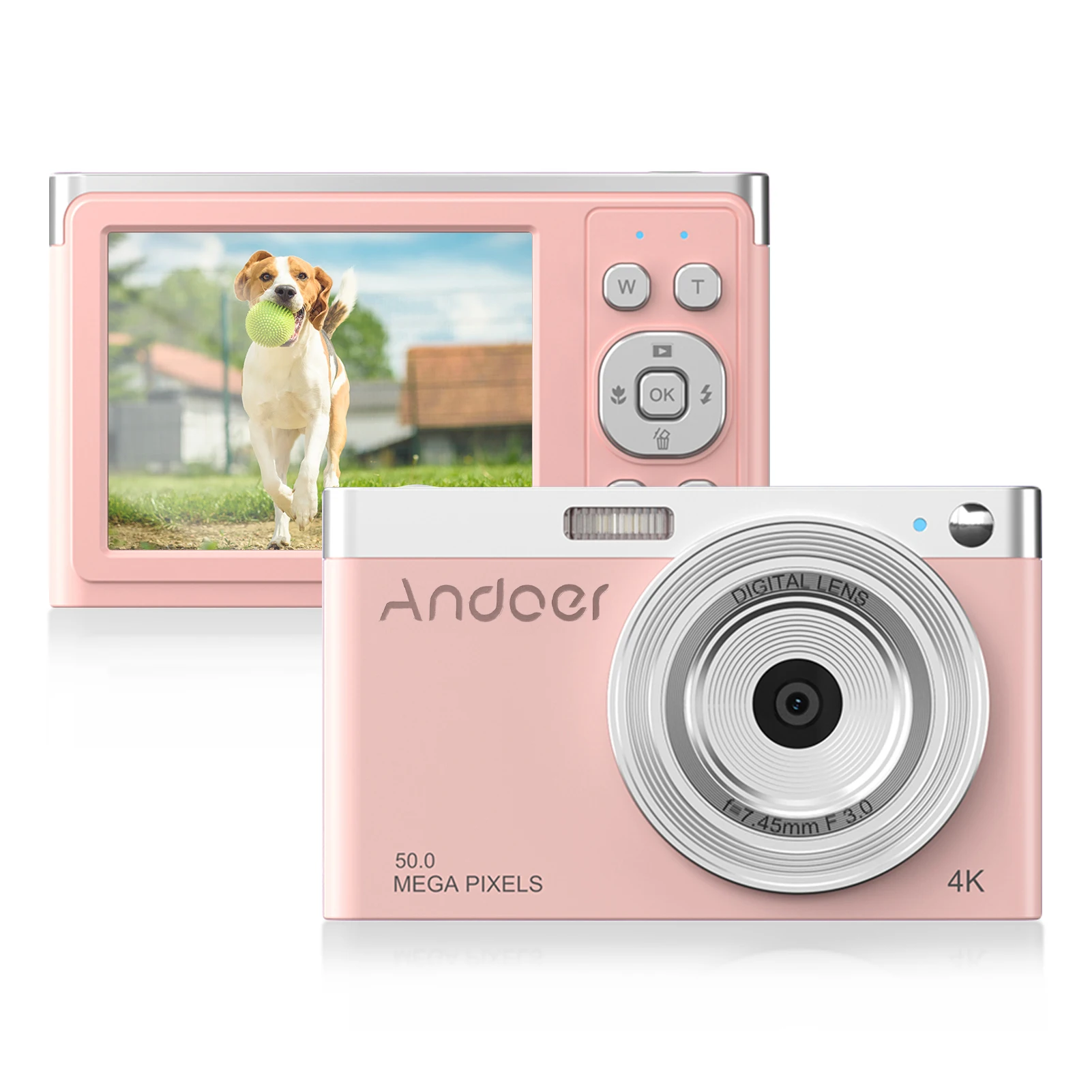 

Andoer 4K Digital Camera Video Camcorder 50MP Auto Focus 16X Zoom Anti-shake Face Detact Built-in Flash with Batteries Carry Bag