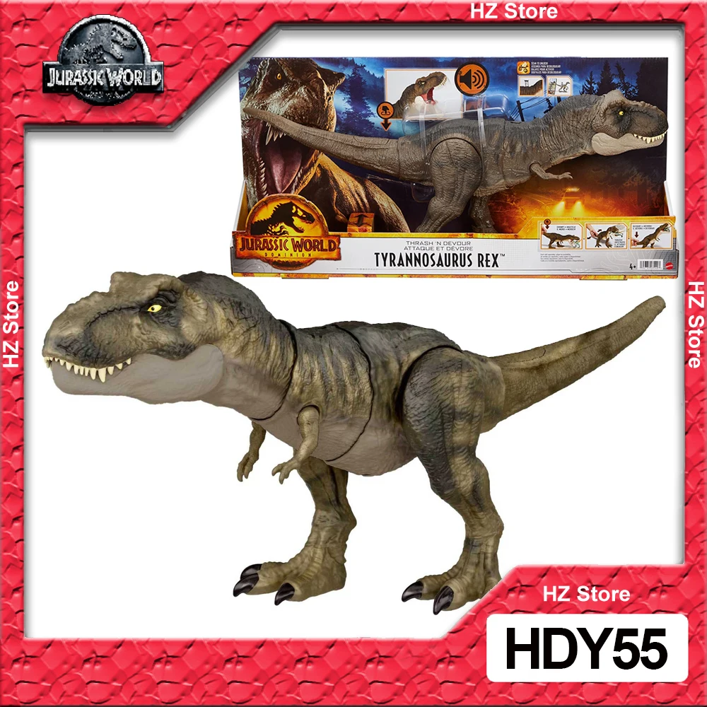 

Jurassic World Dominion Thrash ‘N Devour Tyrannosaurus Rex Dinosaur Action Figure Long with Sound Toy for New Year Gift HDY55