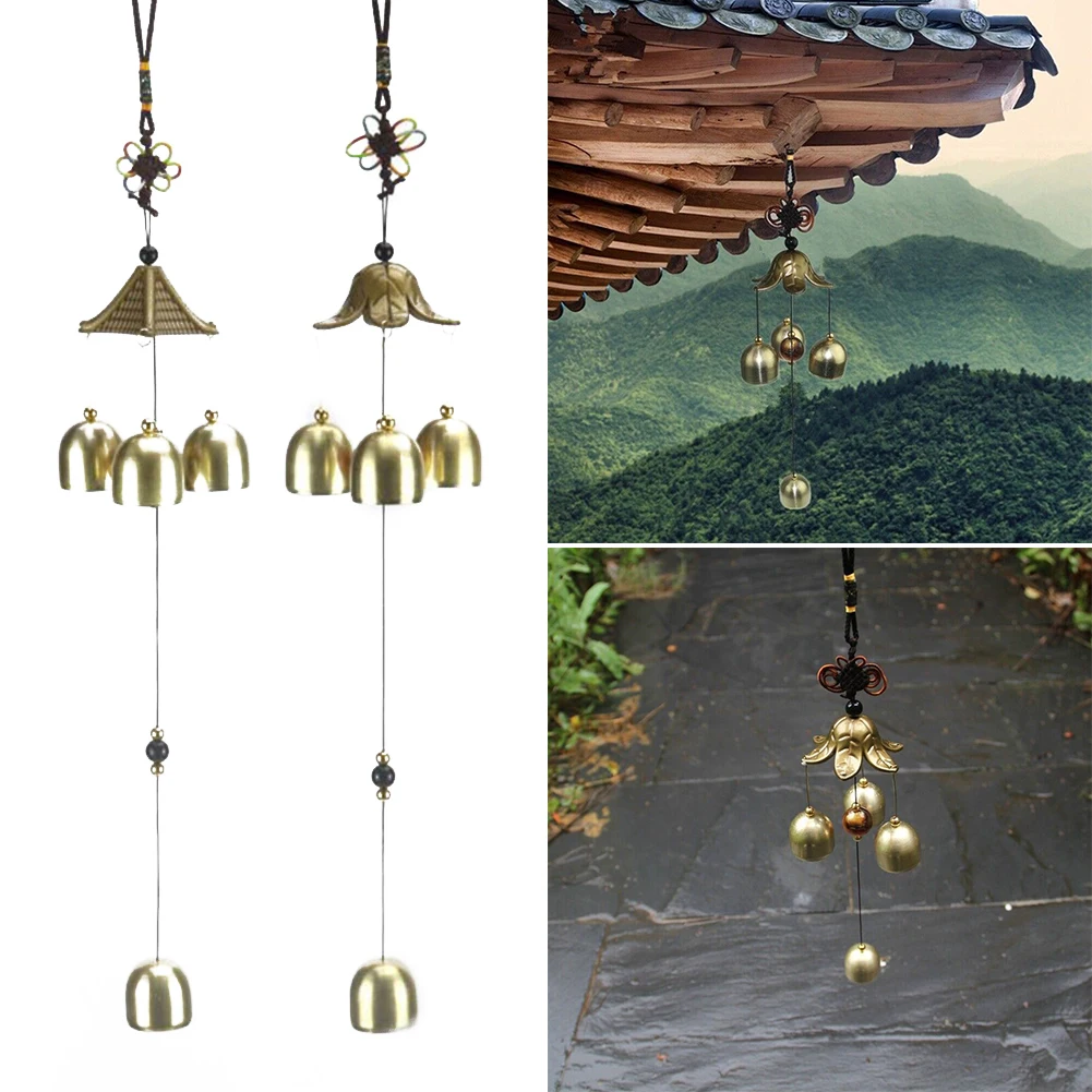 

1pc 3 Bells Feng Shui Bagua Lucky Wind Chimes Alloy + Plastic Outdoor Home Garden Hanging Decoration 44cm