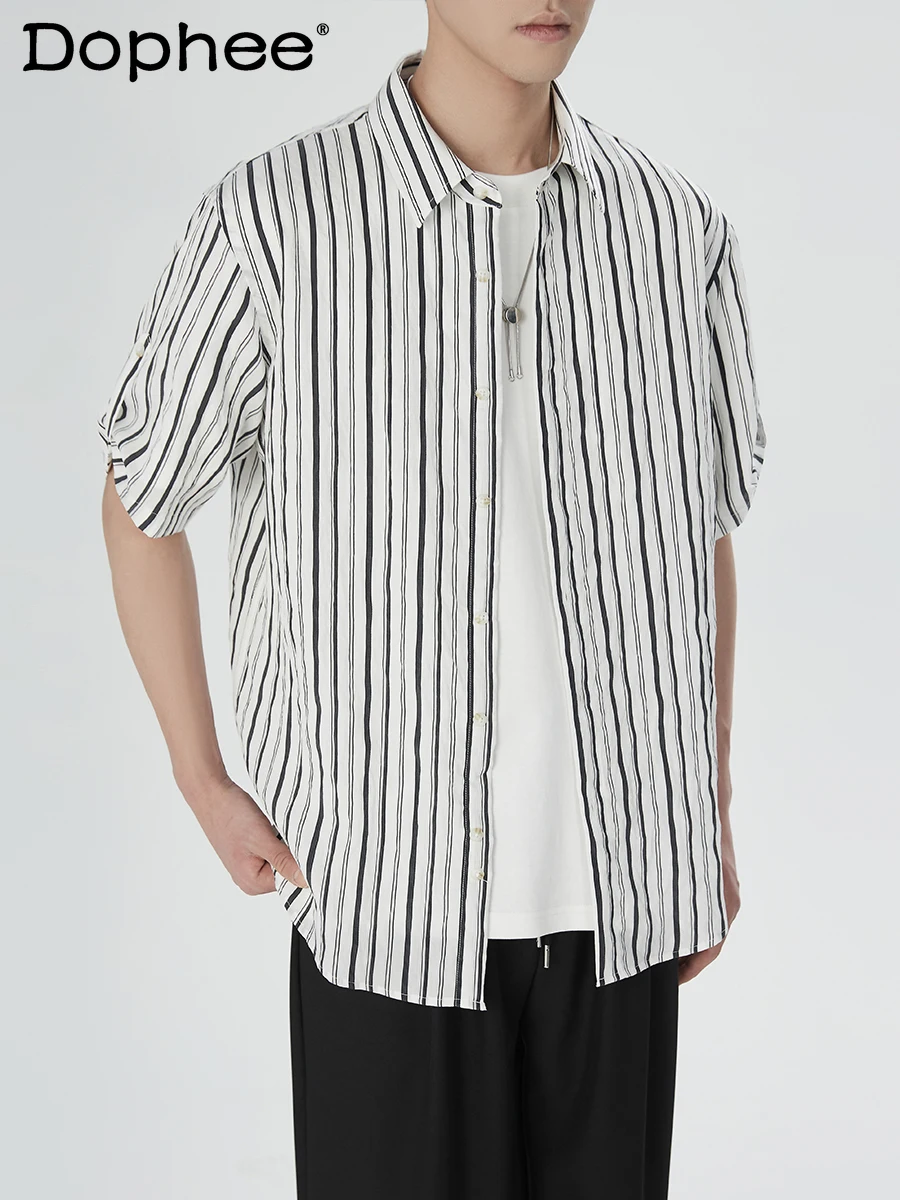 Мужская свободная рубашка с квадратным вырезом повседневная классическая