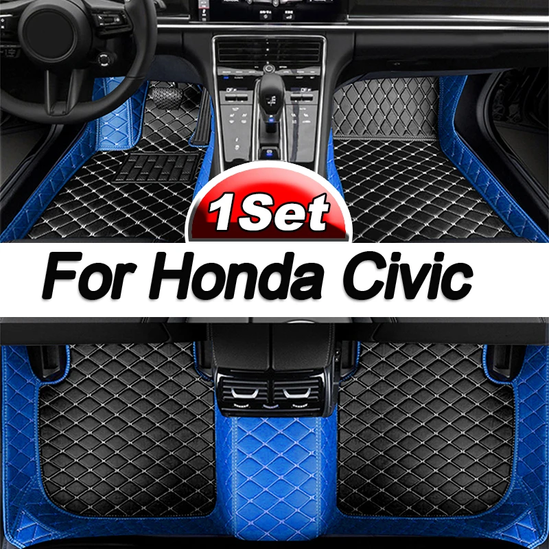 

Car Floor Mats For Honda Civic X 10 FC FK 2016~2021 Rugs Leather Floor Mat Carpets Interior Parts Waterproof Pad Car Accessories