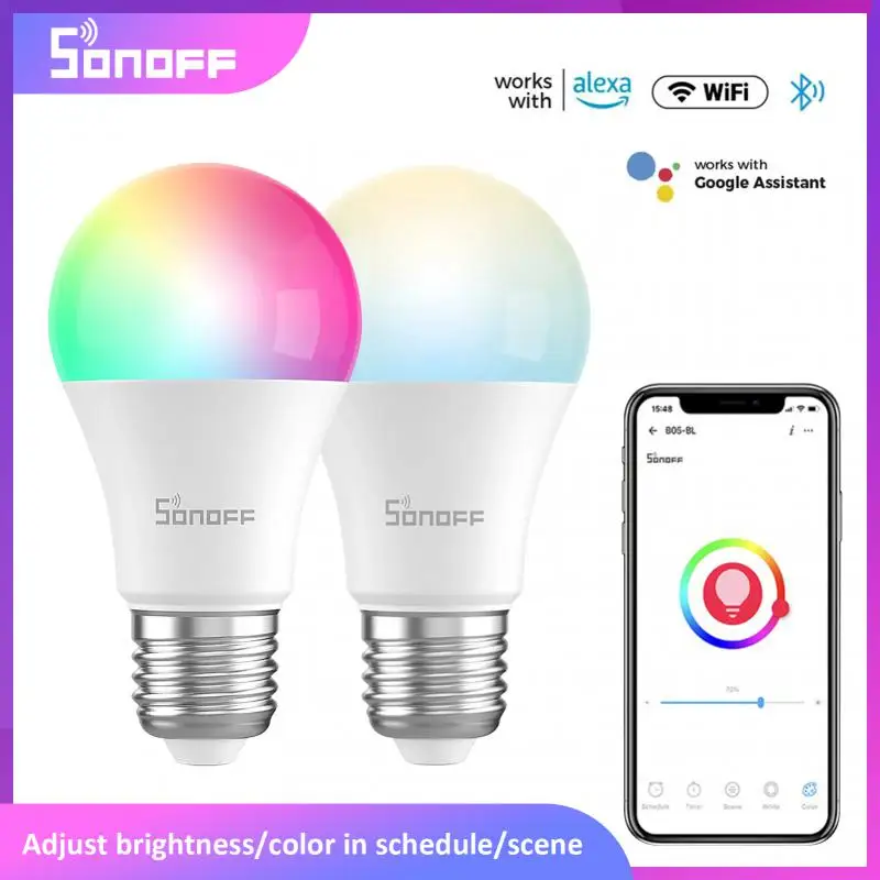 

Умная лампа SONOFF B02 с регулируемой яркостью, WiFi, умная лампа E26 E27 для умного дома с голосовым дистанционным управлением через Ewelink Alexa Google Home