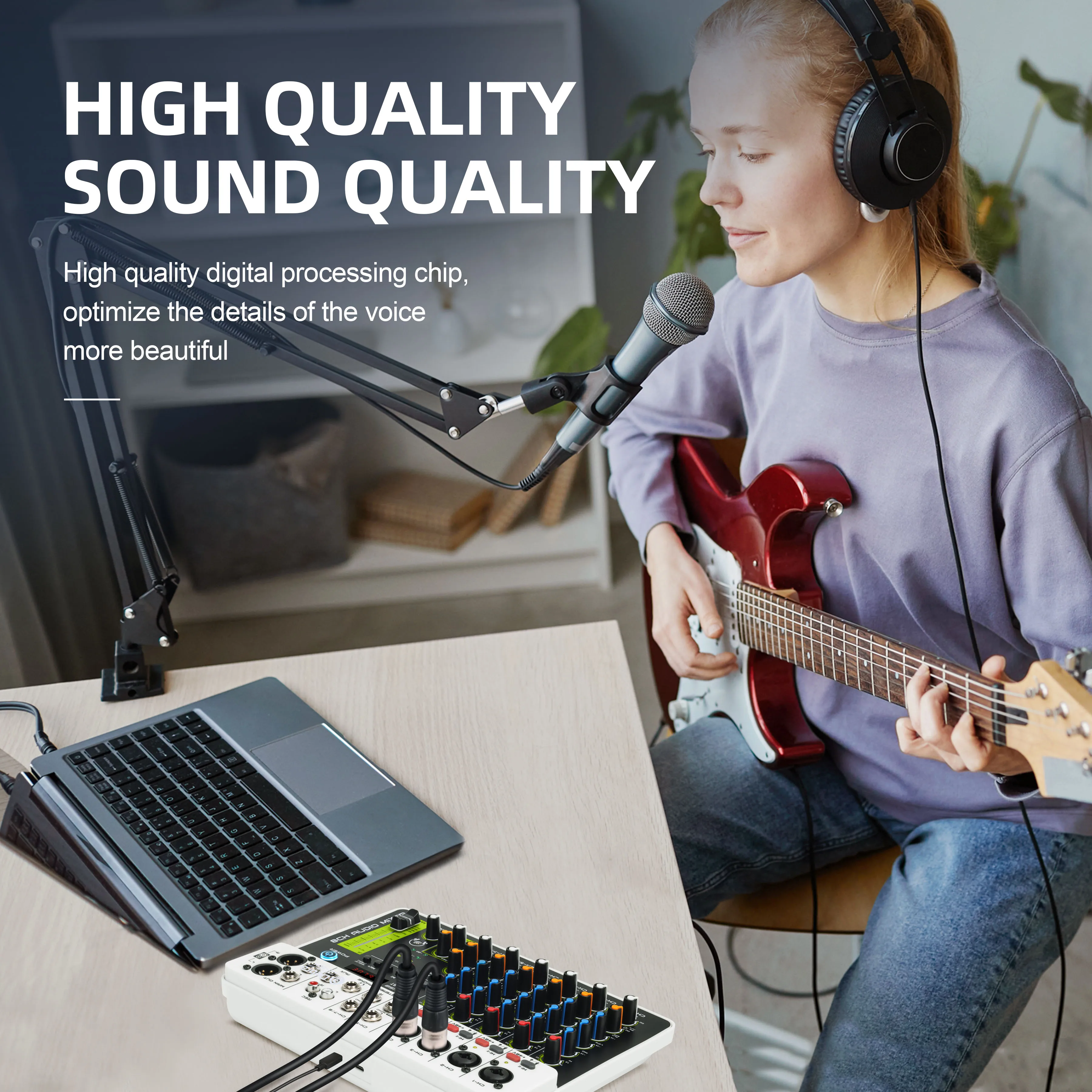 Аудиомикшер Debra DJ Console V8 8-канальная переносная 48 В фантомная мощность USB DJ-консоль