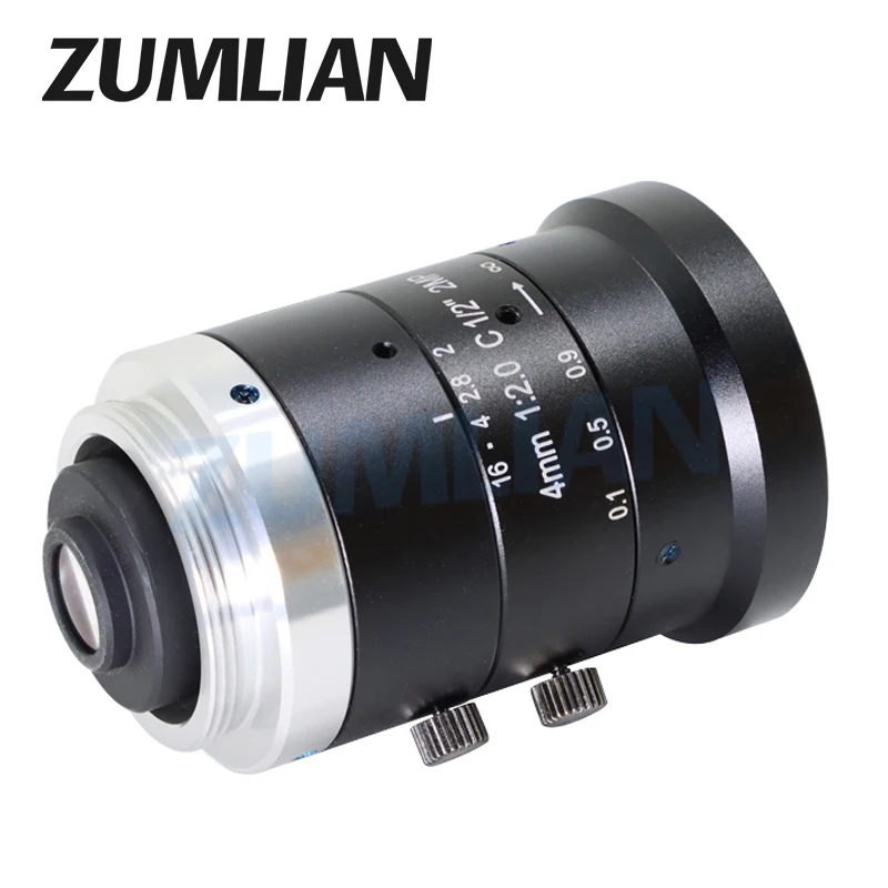 2MP Large Wide Angle lens 4mm F2.0 C-Mount Machine Vision Lens Low Distortion FA for Camera Filter Thread M30.5 CCTV