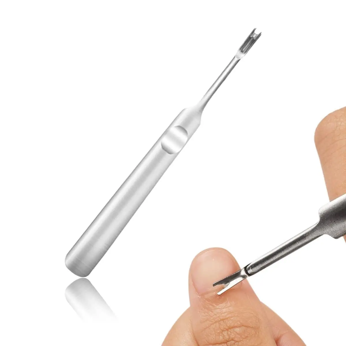 

Professional Stainless Steel Cuticle Pusher, Finger Cuticle Fork Pusher, Trimmer Dead Skin Nails Cleaner Remover, Nail Art Tool