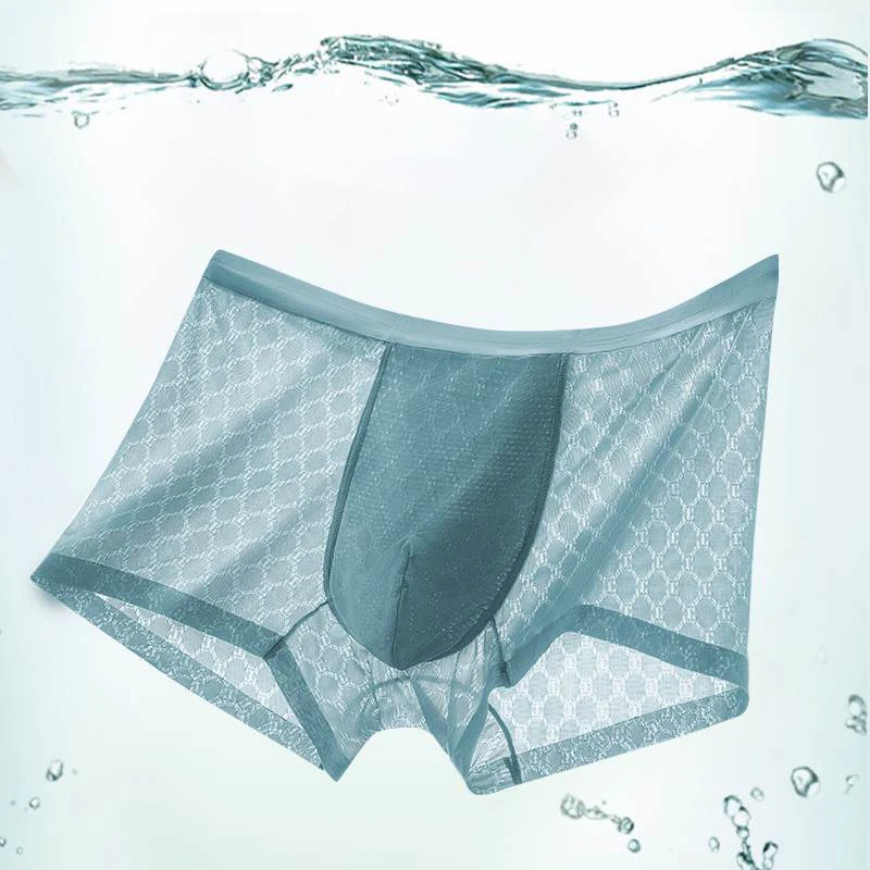 2PCS Men's Underwear Ice Silk Summer Thin Sports Gym Antibacterial Shorts Fashion Hot Design Male Boxers