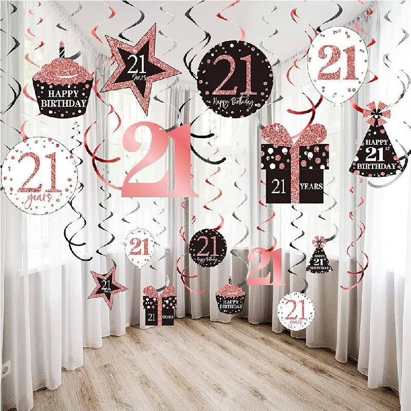 

21 30 Happy Birthday To Creativity PVC Spiral Pendant For Birthday Party Hang Swirl Garland Party Birthday Party Decoration