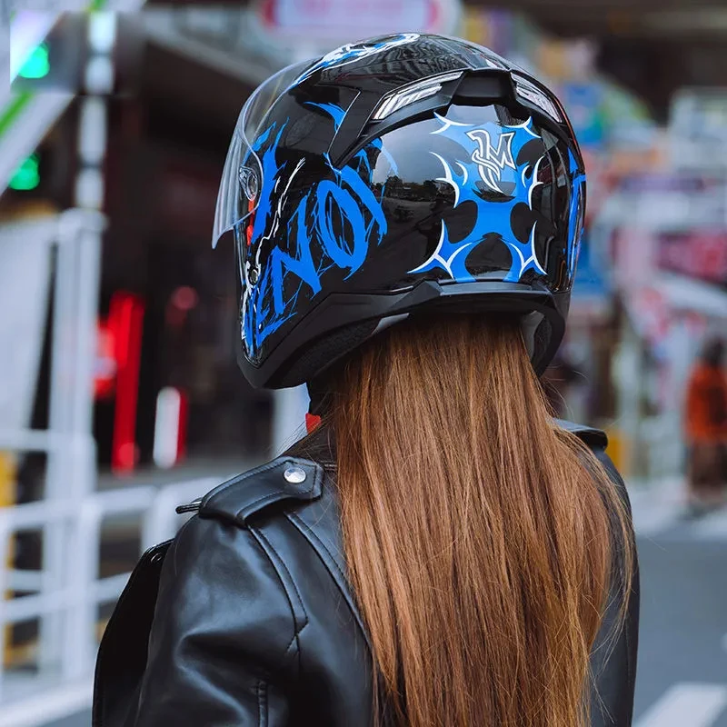 Мотоциклетный шлем полулицевой из АБС-пластика с двойными линзами для женщин и