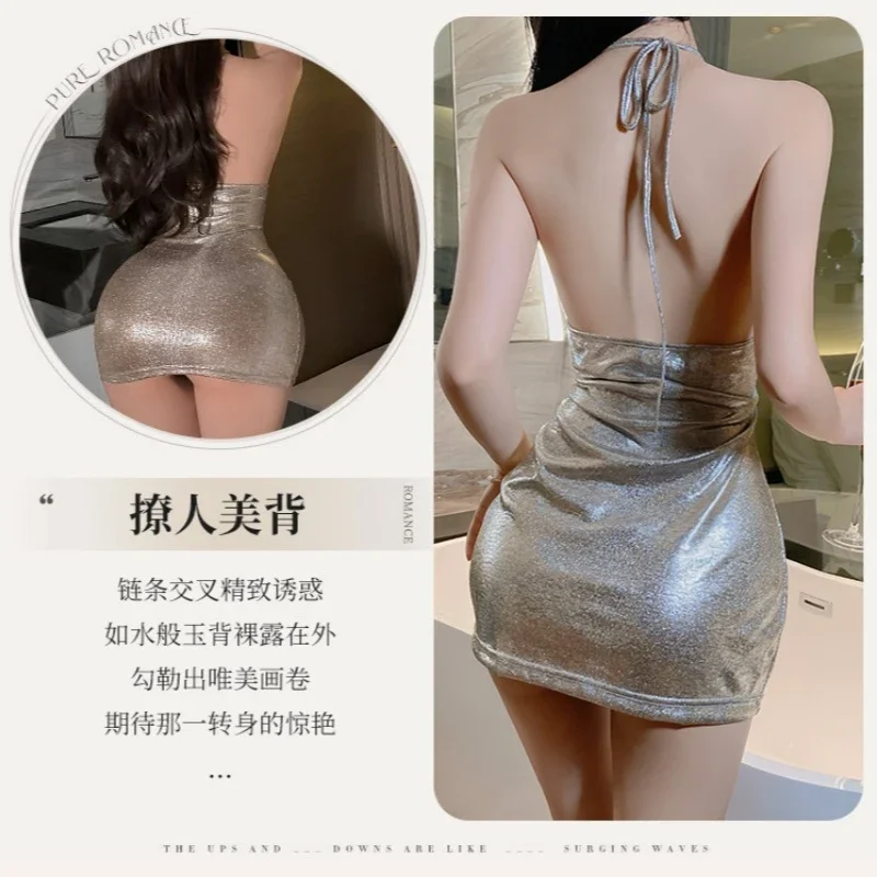 Хит продаж облегающее мини-платье с лямкой на шее для девушек соблазнительное