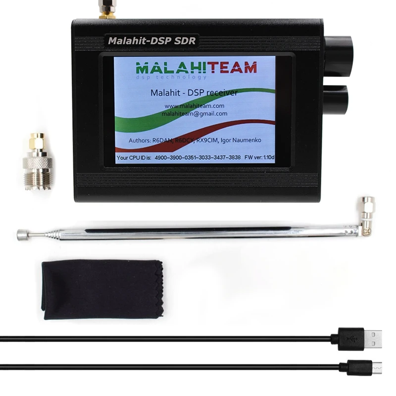 

1.10D Extended Version 3.5 Inch Touch LCD 50Khz-2Ghz Malachite DSP SDR Receiver Malahit Radio Receiver+Battery+Speaker