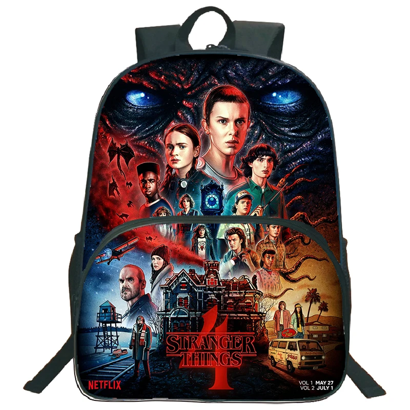 

Stranger Things Backpacks for School Teenage Girls Boys Zipper Bookbag Children 16 Inch Schoolbags Travel Rucksack Large Mochila