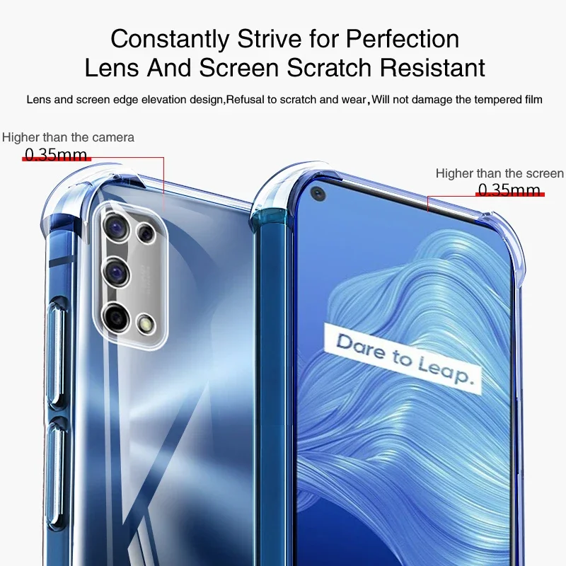 Мягкая прозрачная задняя крышка из силикона с подушкой безопасности для OPPO Realme 7