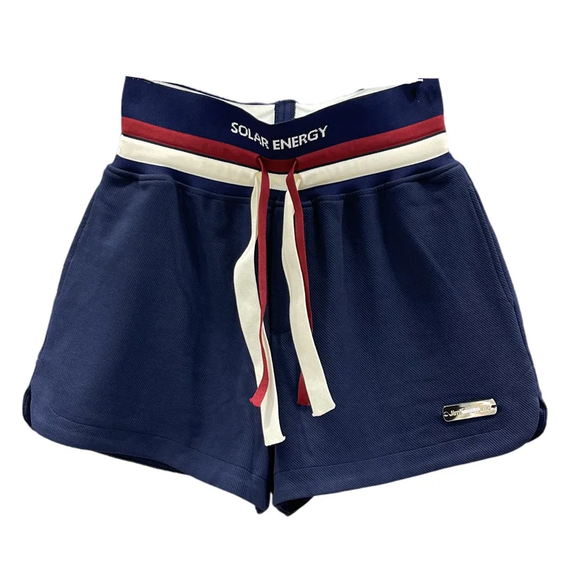 Drawstring Casual Sports Shorts Women 2023 Summer New Foreign Style Color High Waist Loose A Line Wide Leg Pants Booty Shorts