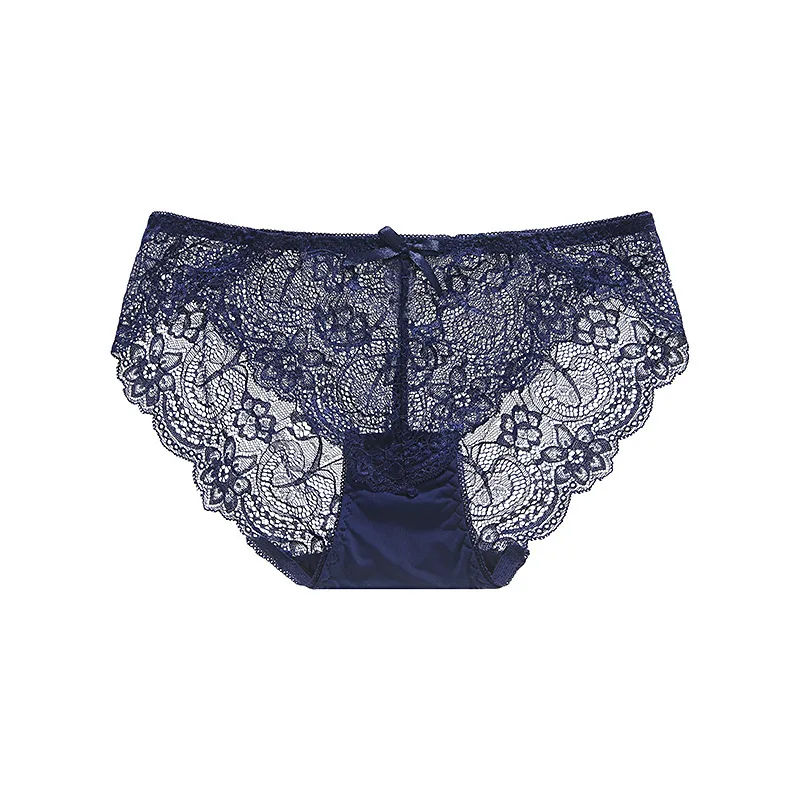 

3 Pack Lace Sexy Comfort Ventilate Transparent Low-waisted Hot And Spicy Briefs No Trace Lovely Bow Underpants