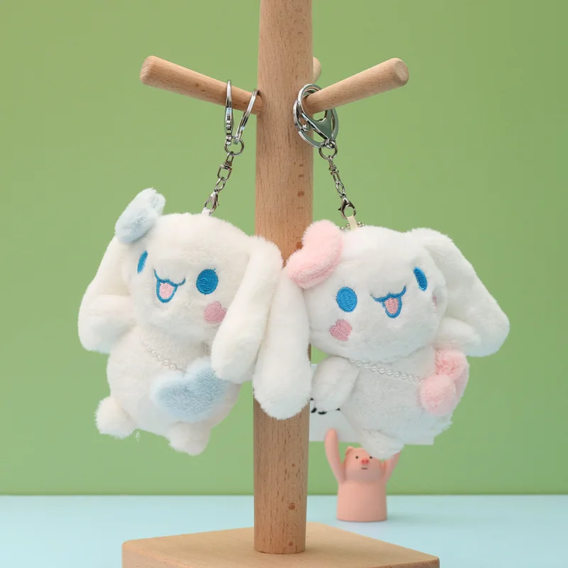 

New 10Cm Sanrioed Kawaii Anime Plush Doll Cinnamoroll Keychain Cute Cartoon Short Plush Bag Pendant Girl Gift