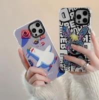 luxury fashion graffiti rabbit phone cases for iphone 13 12 11 pro max xr xs max 8 x 7 se 2020 couple anti drop soft tpu cover