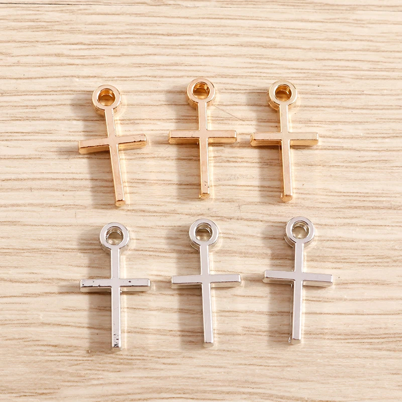 40pcs 10x18mm Gold Silver Color Alloy Cross Charms for Jewelry Making DIY Drop Earrings Pendants Necklaces Crafts Accessories