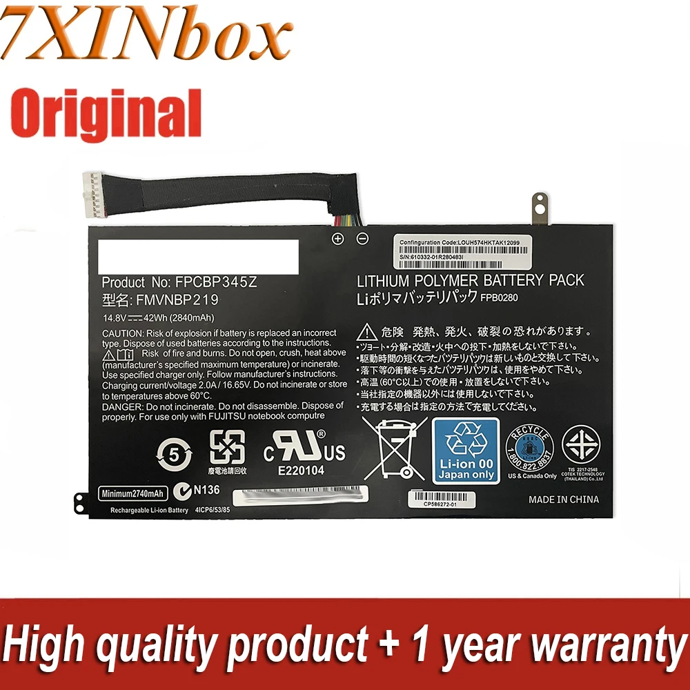 

7xinbox 14,8 V 2840mAh 42Wh FMVNBP219 FPCBP345Z FPB0280 Оригинальный аккумулятор для ноутбука Fujitsu LifeBook UH572 UH552 серия Ultrabook