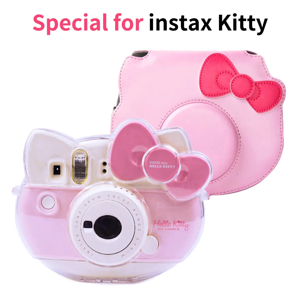 For Fujifilm Instax mini kitty PU Leather Case Smartphone Instant Protector Pouch Bag With Shoulder Strap for hello kitty