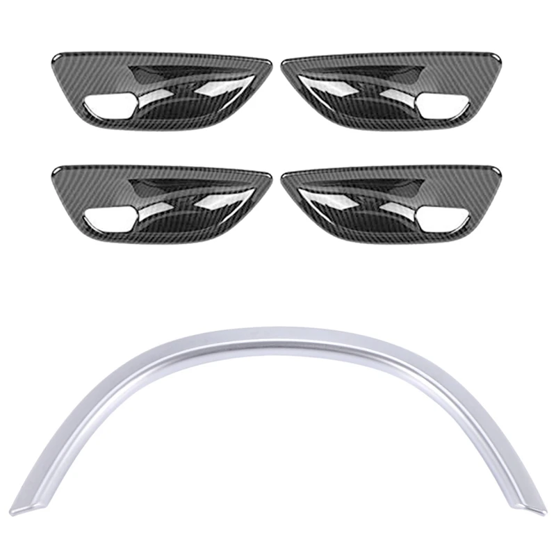 

2 Set Car Accessories: 1 Pcs Steering Wheel Stripe Sequins Trim Sticker & 1 Set Interior Door Handle Bowl Cover Trim