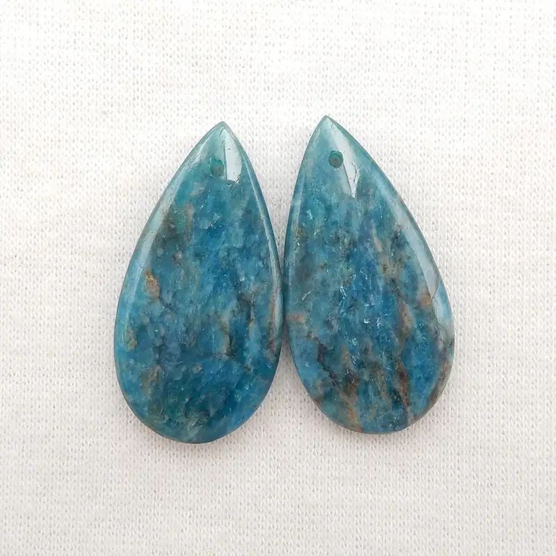 

Natural Stone Blue Apatite Crystal Gemstone Fashion Earring Bead 30x15x5mm 7g Semiprecious Stone Women Earrings Accessories