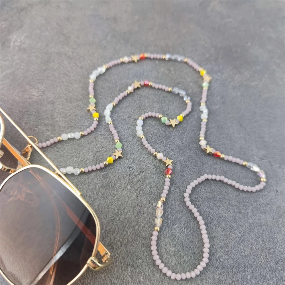 

Reading Glasses Chain For Women Sunglasses Cords Casual Colorful Crystal Plating Beaded Eyeglass Strap Rope Masks Chain