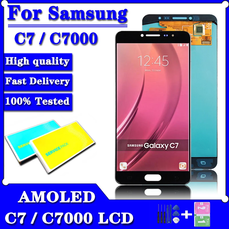 ЖК-дисплей 5,7 дюймов AMOLED C7 для Samsung Galaxy C7 C7000, ЖК-дисплей, сенсорный экран, панель, дигитайзер, замена дисплея Samsung C7000