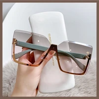 classic vintage square sunglasses woman gradient mirror half frame sun glasses female fashion shades for women oculos de sol