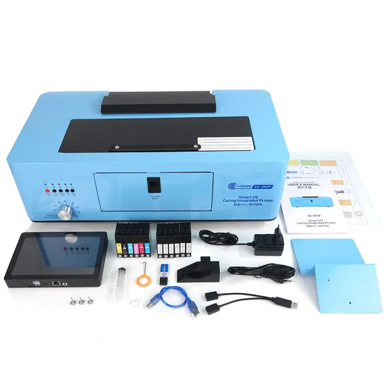 

SUNSHINE SS-890P A4 Smart UV Printer HD Embossed print for PUV PC TPU leather coated paper material With 8 Inches Touch Computer