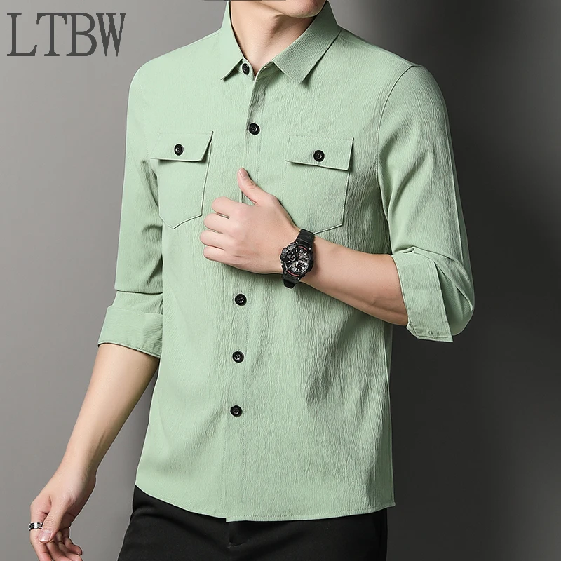 Быстрая доставка новые мужские однотонные рубашки в охотничьем стиле с длинным