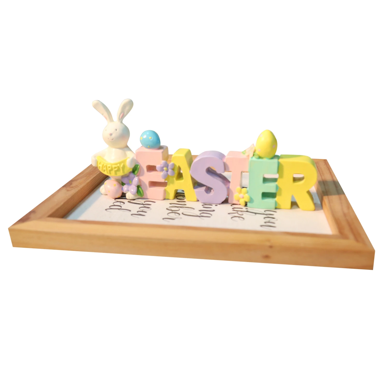 

Hand-Painted Easter Bunny Decor Easter Eggs Bunny Centerpiece Bunny Tabletop Decor Easter Resin Figurine Decor for Home Living