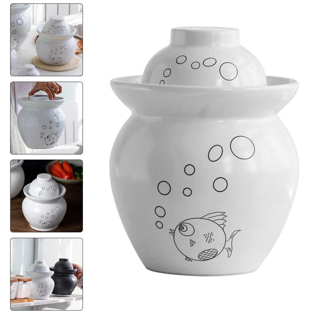 

Jar Pickle Ceramic Kimchi Glass Container Can Crock Fermenting Food Fermentation Jars Storage Canister Sealed Chinese Pickling