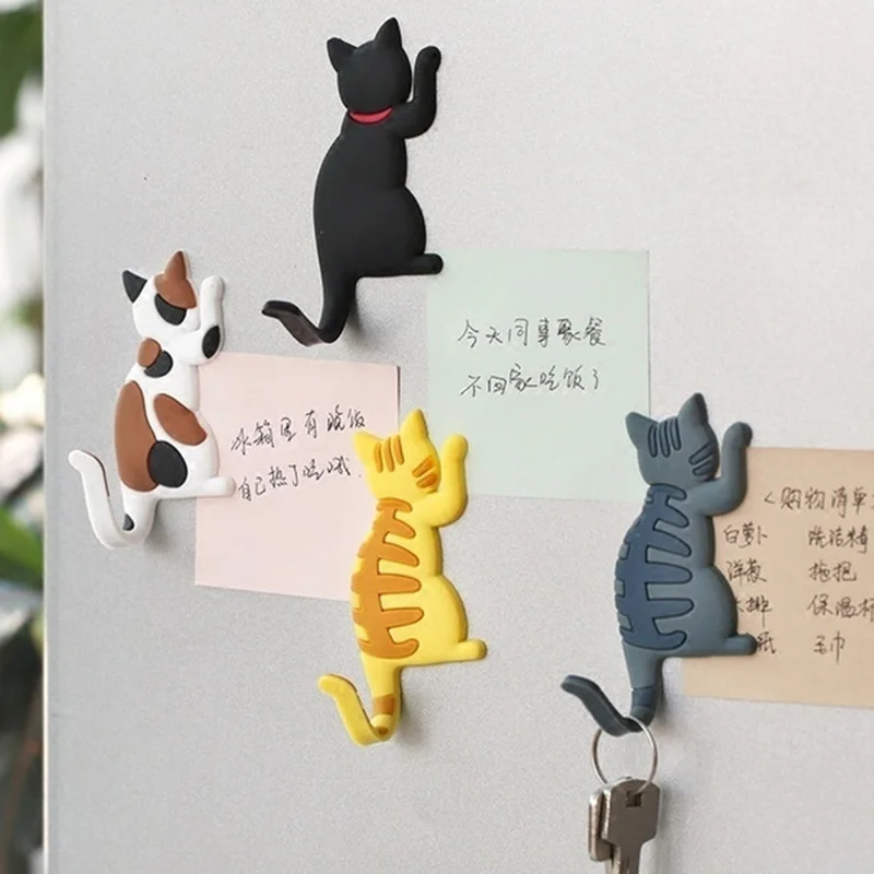 

New Fashion Cute Creative Multifunction Cat Magnetic Wall Mount Hook Refrigerator Sticker Fridge Magnet Decor Hanger Holder Hook