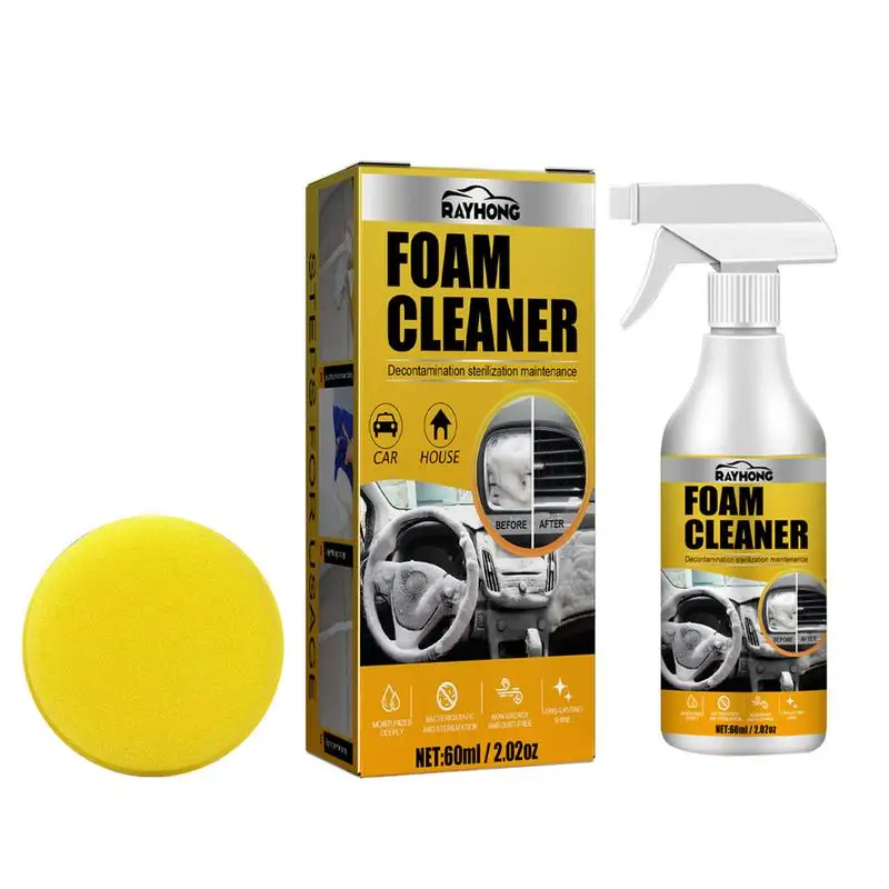 

Car Leather Foam Cleaner Multipurpose Foam Cleaner Spray 60ml Foam Cleaner For Car Stain Leather Decontamination Heavy Duty